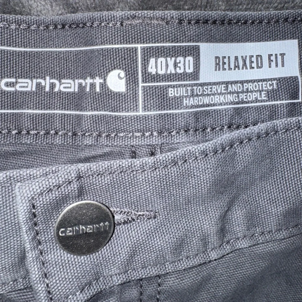 Mens 40x30 Carhartt Relaxed Fit Canvas Work Pants Grey Excellent Straight Leg
